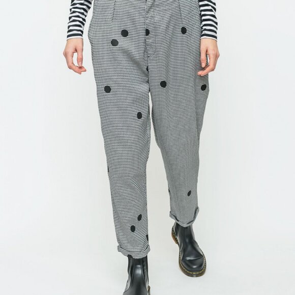 Lazy Oaf Houndstooth Polka Dot Hound Dog Cropped Trousers – Size Large - Picture 1 of 10